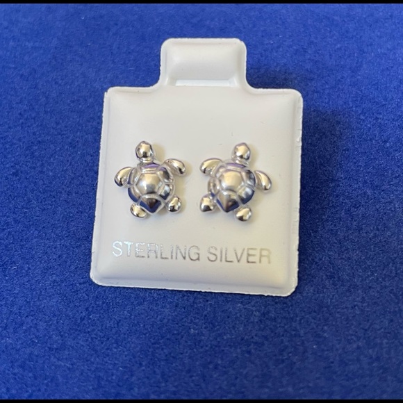 925 Sterling Silver gold plated OR silver MINI Turtle Post Earrings push back - Picture 3 of 6